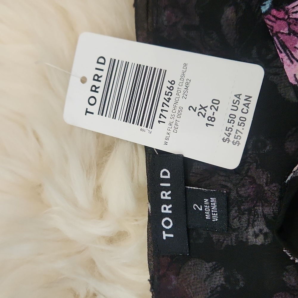 Torrid Black Floral Semi Sheer Blouse - Picture 3 of 4